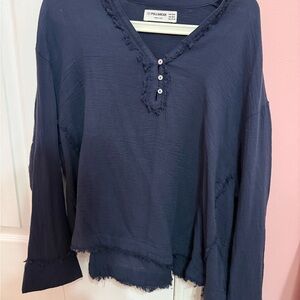 Pull&Bear Long Sleeve Vneck Top